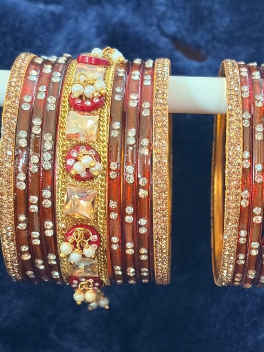 Women's Statement Multi-Piece Bangle Stack, Faux Crystal & Textured Resin Bracel